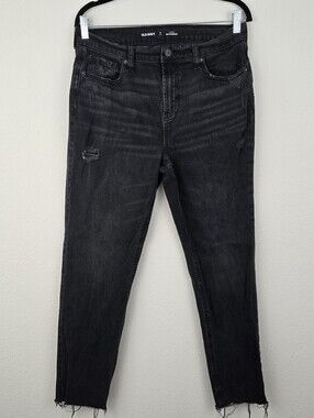 Black Old Navy Mid Rise Boyfriend Raw Hem Jeans